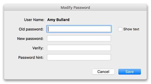 Virtual TimeClock User Modify Password