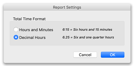 Basic Edition report settings window