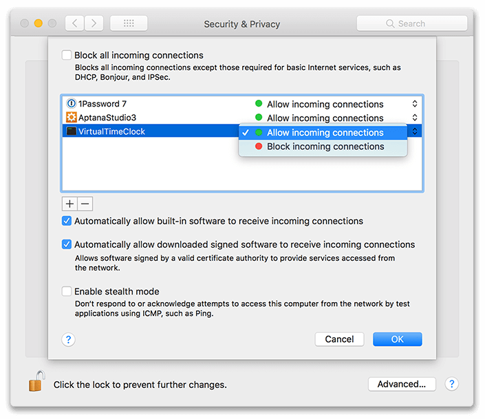 macOS Firewall Settings