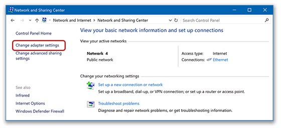 Windows Network Sharing Settings