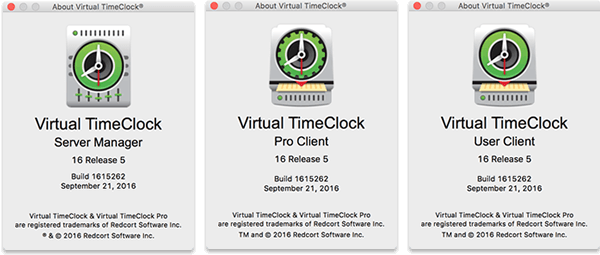 Virtual TimeClock Network About Window