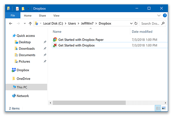 Windows Dropbox Sync Folder