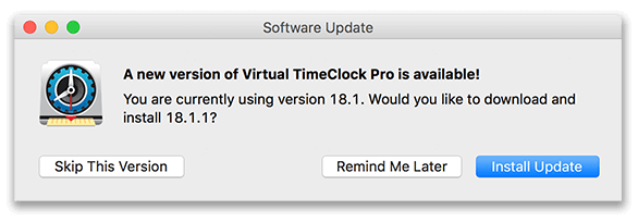 Virtual TimeClock Auto Updates