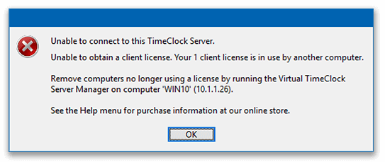 Virtual TimeClock Out of Licenses