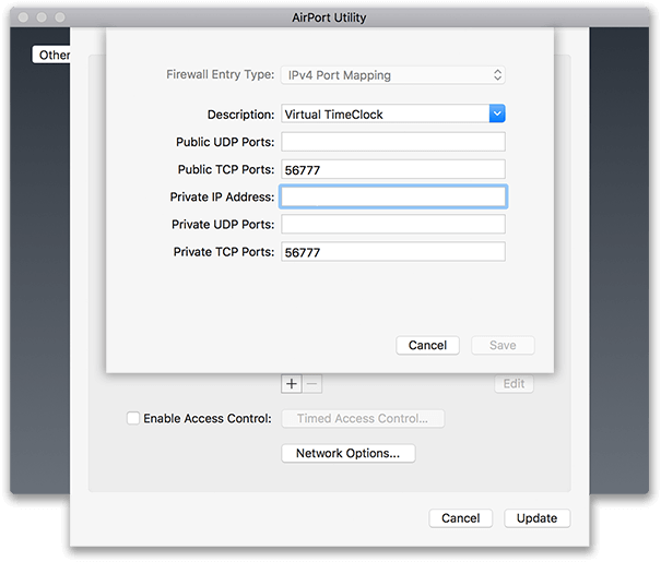 Creating a port map in AirPort Utility app