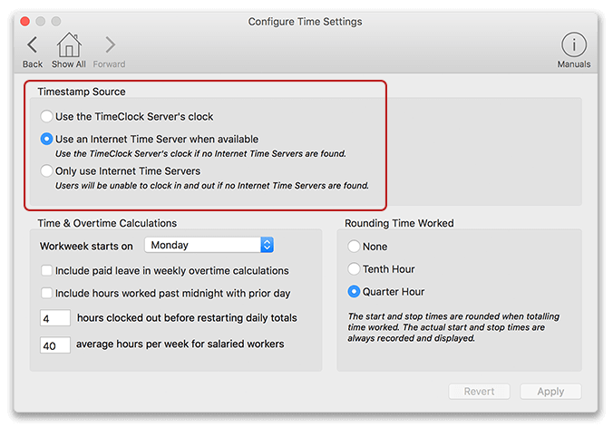 Virtual TimeClock Configure Shifts