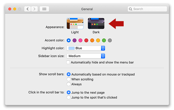 Enabled Dark Mode in macOS