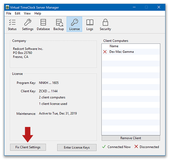 Fix Client Settings button in the Server Manager License tab