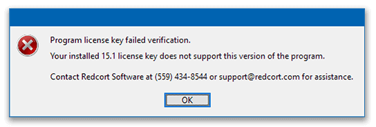 License key failed verification message in Virtual Time clock