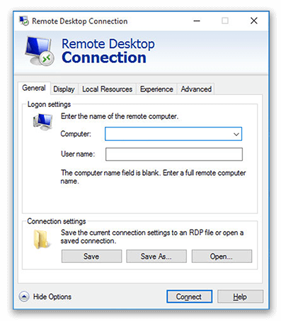 Windows Remote Desktop logon screen