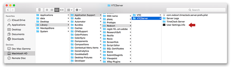 Virtual TimeClock Server folder location