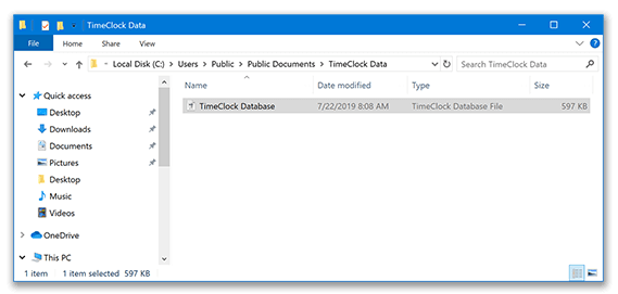 Database folder location in Windows OS