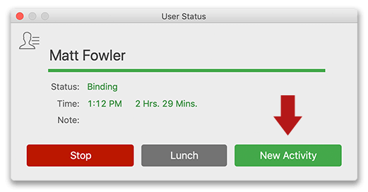 Changing activities in Virtual TimeClock