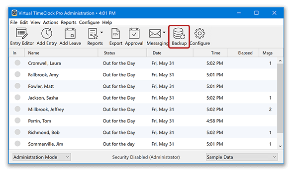 Creating a manual backup in Pro or Basic edition