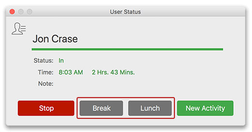 Taking lunches or breaks in Virtual TimeClock