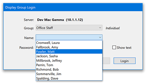 Logging into Virtual TimeClock individual interface display group