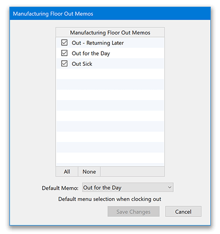 Select Out Memos in Virtual TimeClock