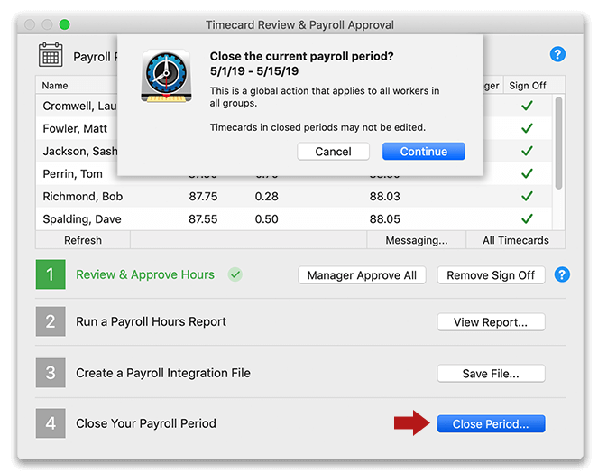 Closing the Payroll Period