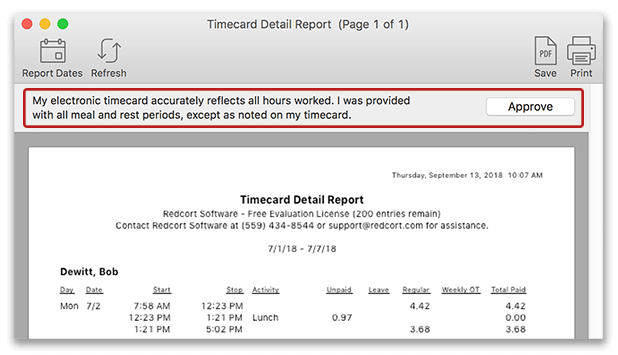 Employee Timecard Approval