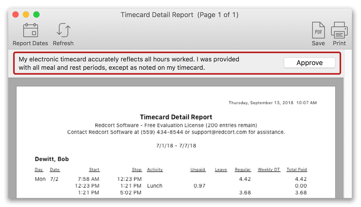 Electronic Timecard Approval in Virtual TimeClock