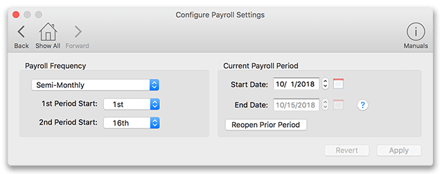 Basic Edition Payroll Settings