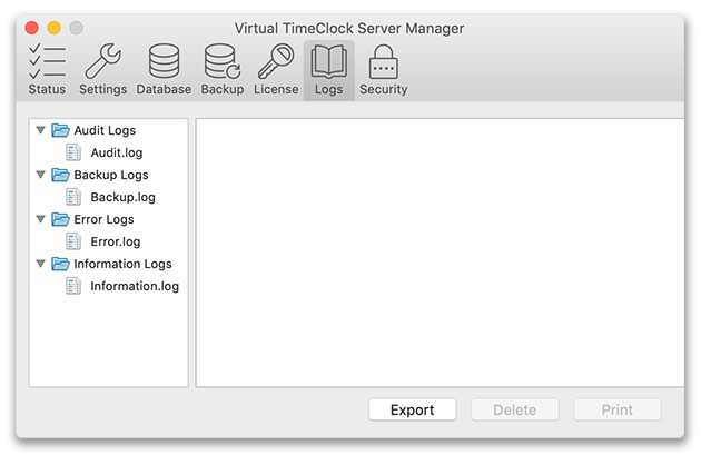 TimeClock Server logs in Virtual Time Clock