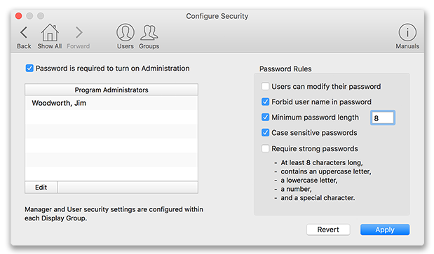 Virtual TimeClock Security Settings