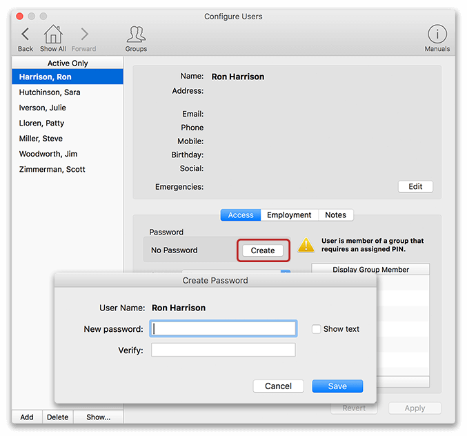 Creating a Password