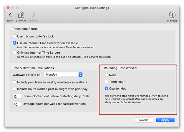 Virtual TimeClock Time Rounding