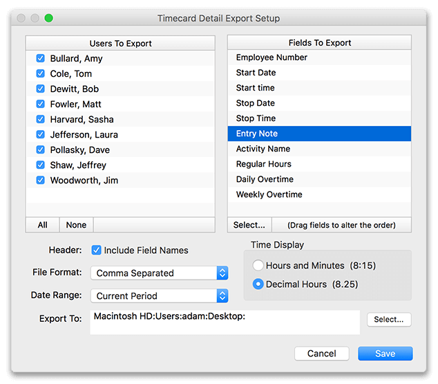 Export Entry Notes