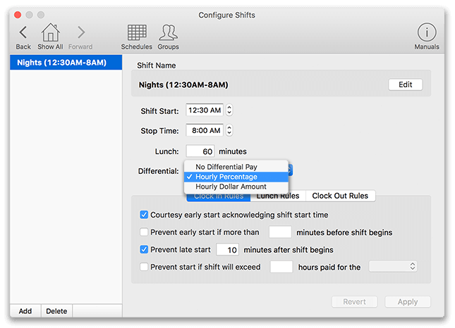 Virtual TimeClock Pay Differential