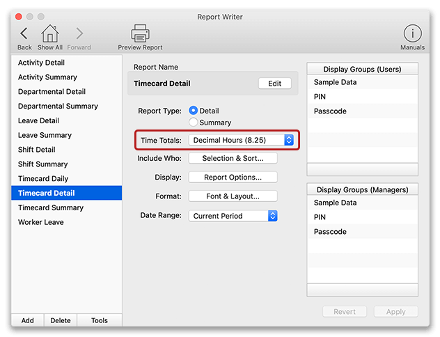 Pro and Network Edition settings for time format