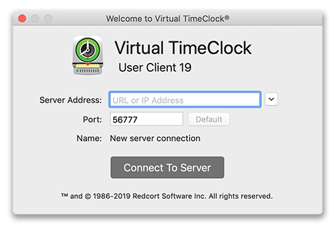 Virtual TimeClock connecting a remote client