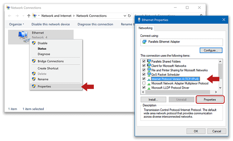 Windows Connection Properties