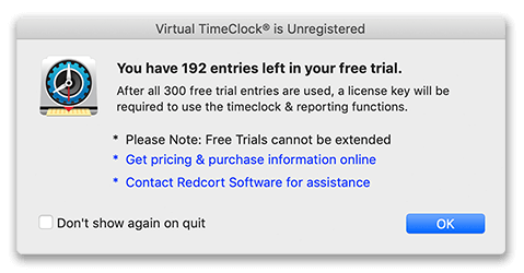 Free trial notification message