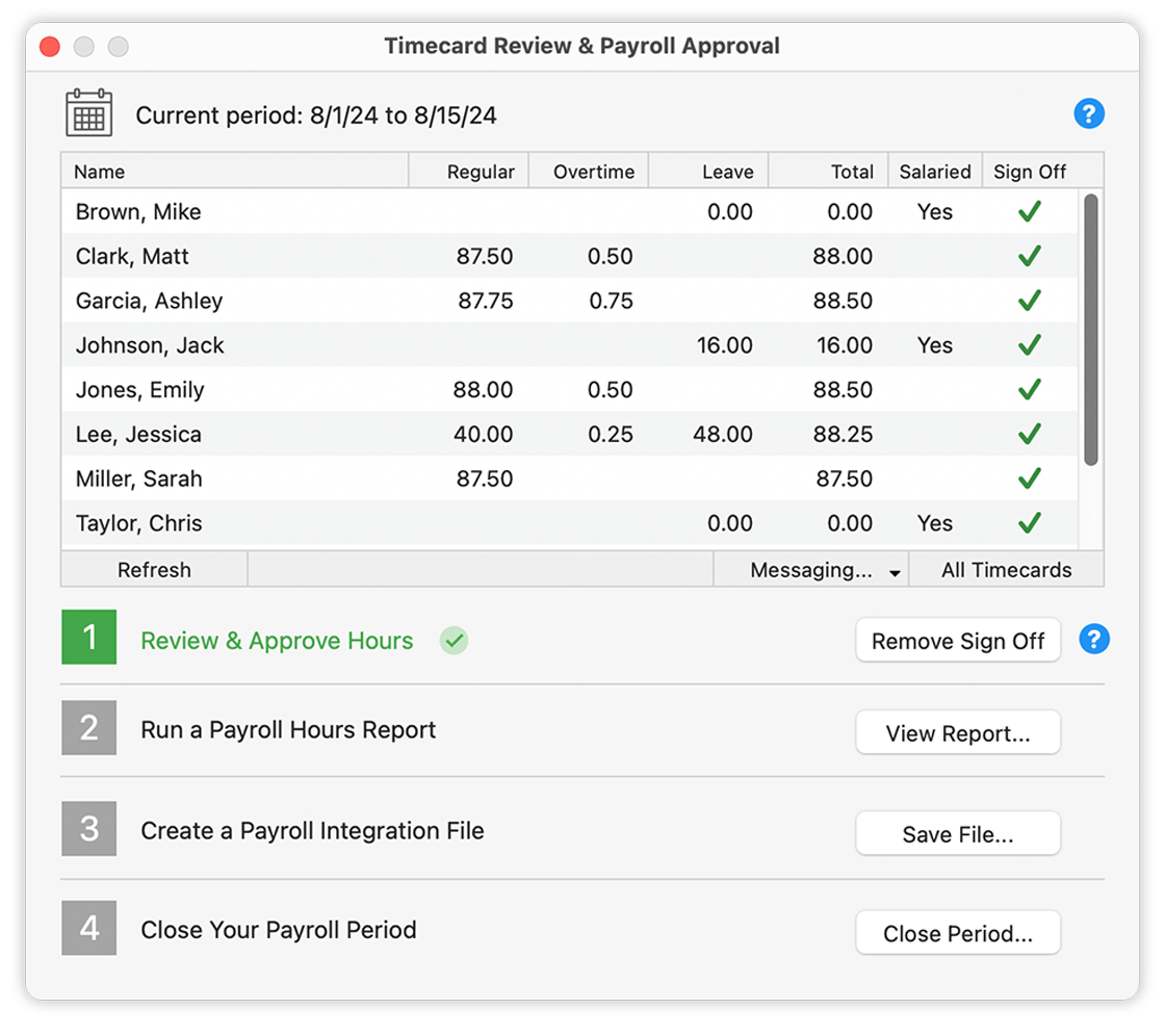 Virtual Time Clock Payroll Approval