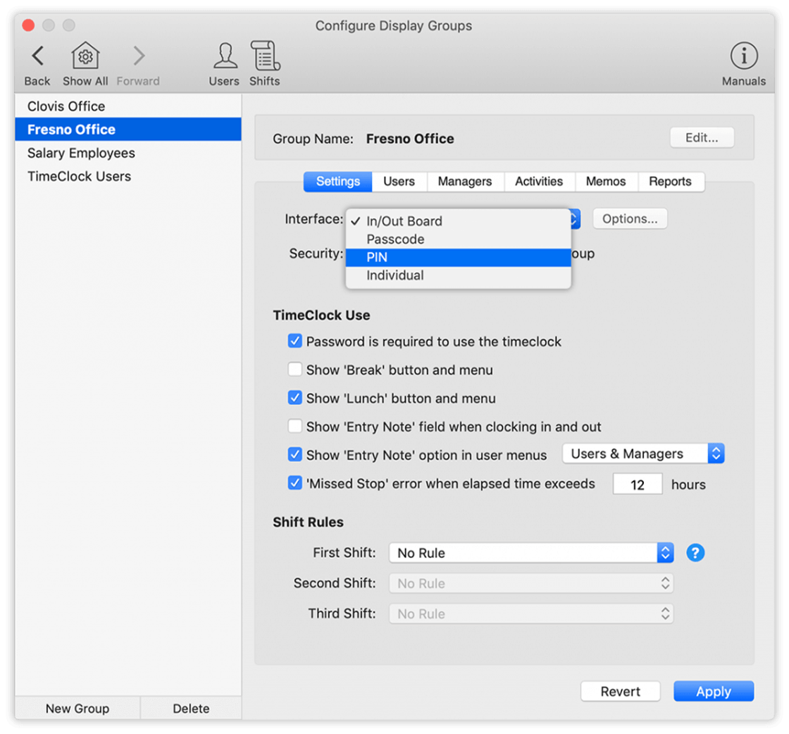 Network Configure Display Groups