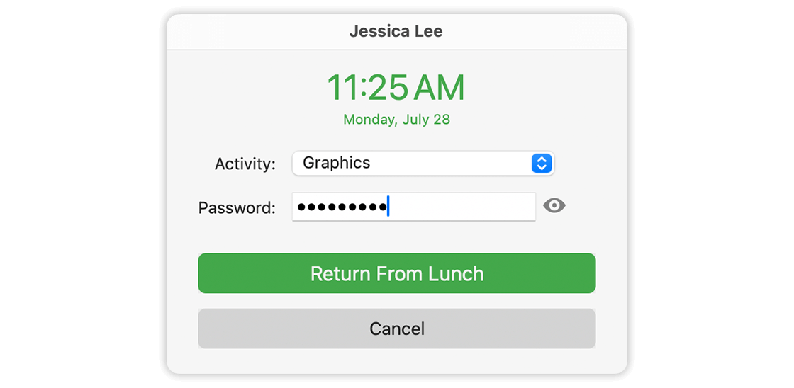 Employee Password Clock In Virtual Time Clock