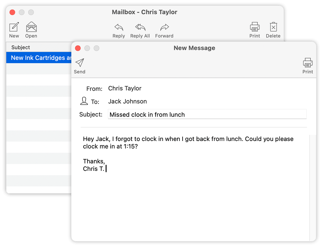 Message Timecard Correction