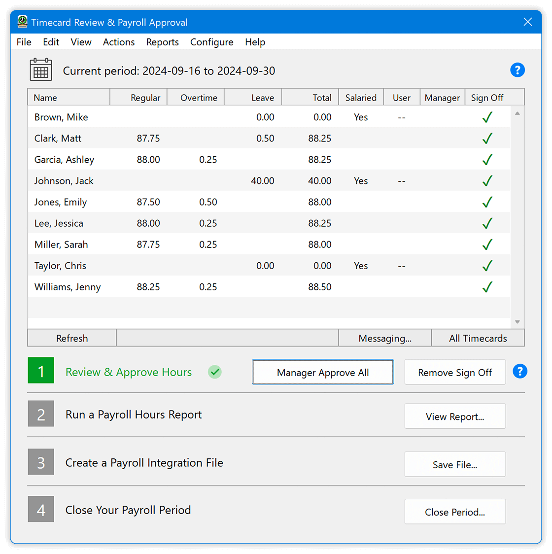 Payroll Approval Window
