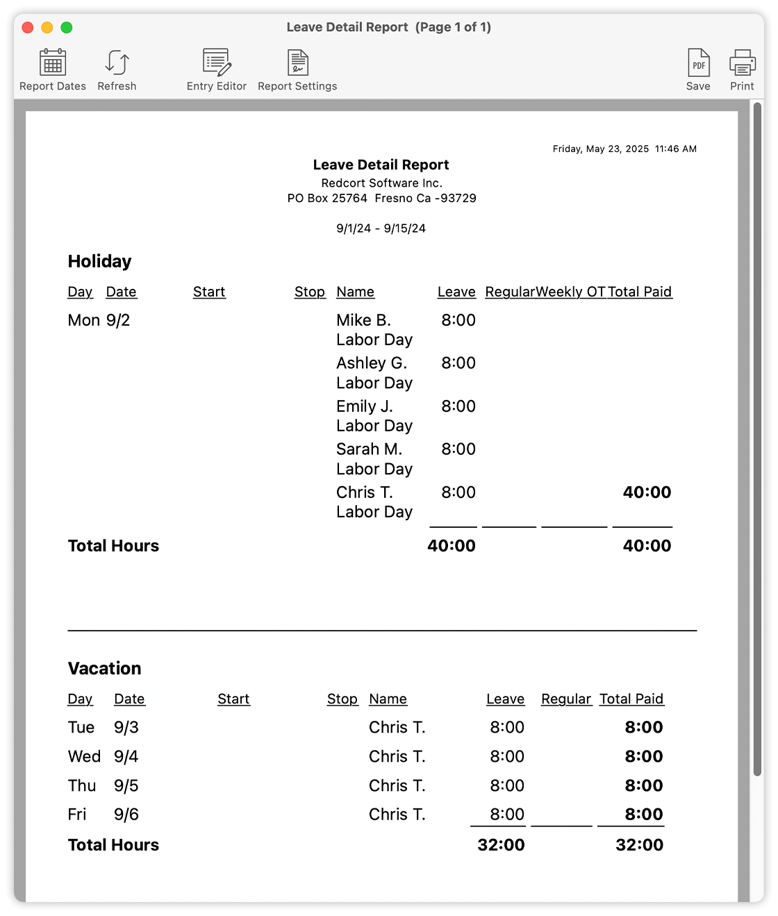 Leave Detail Report