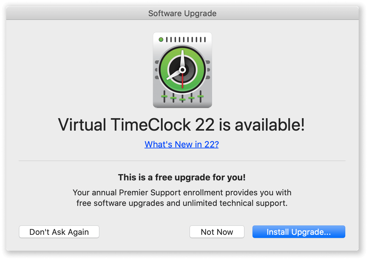 Upgrading Virtual TimeClock