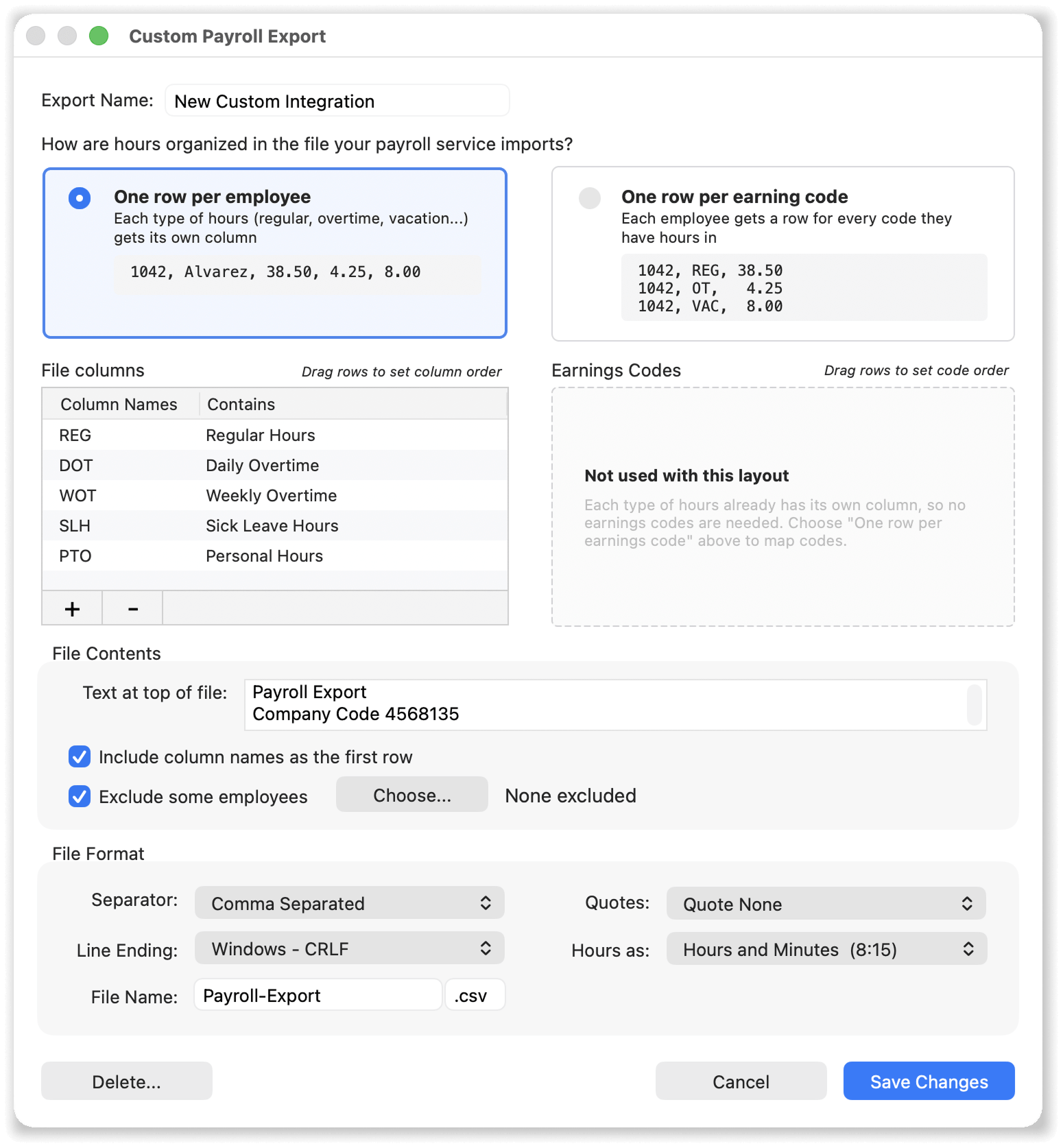 Configure Custom Payroll Integration