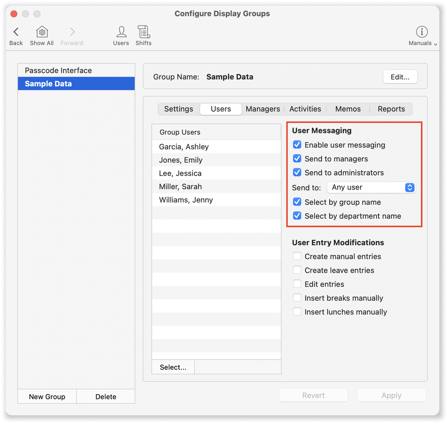 enable messaging settings in virtual timeclock software