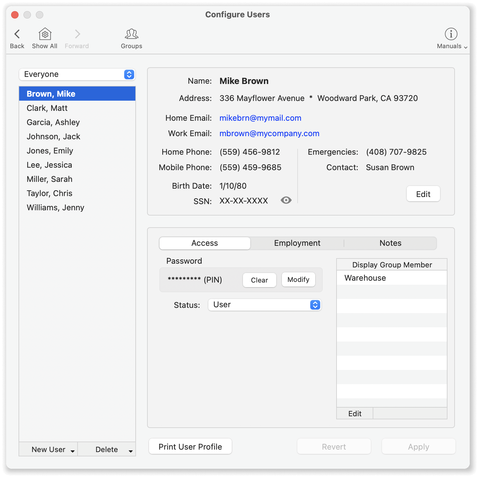 new configure users features