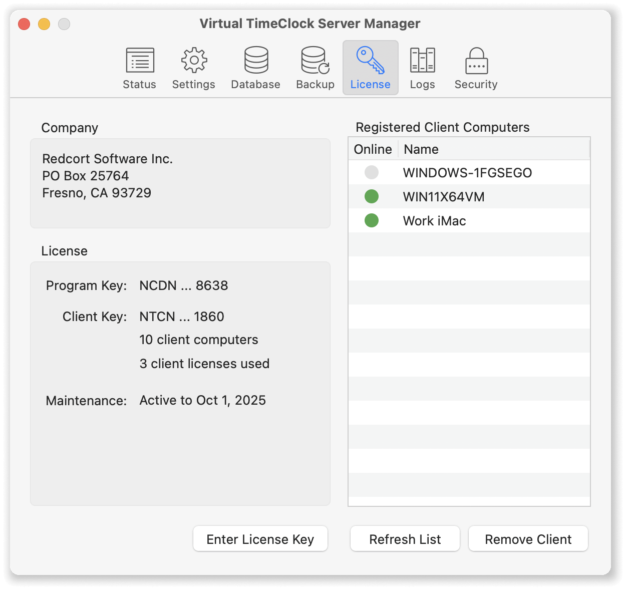 connected client computers
