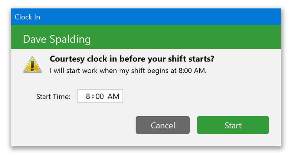 Limit early clock in with Courtesy Start rule