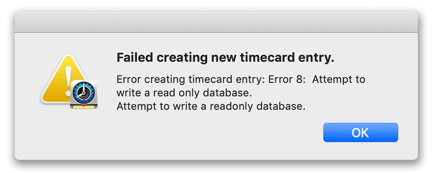 Failed to create new timecard entry