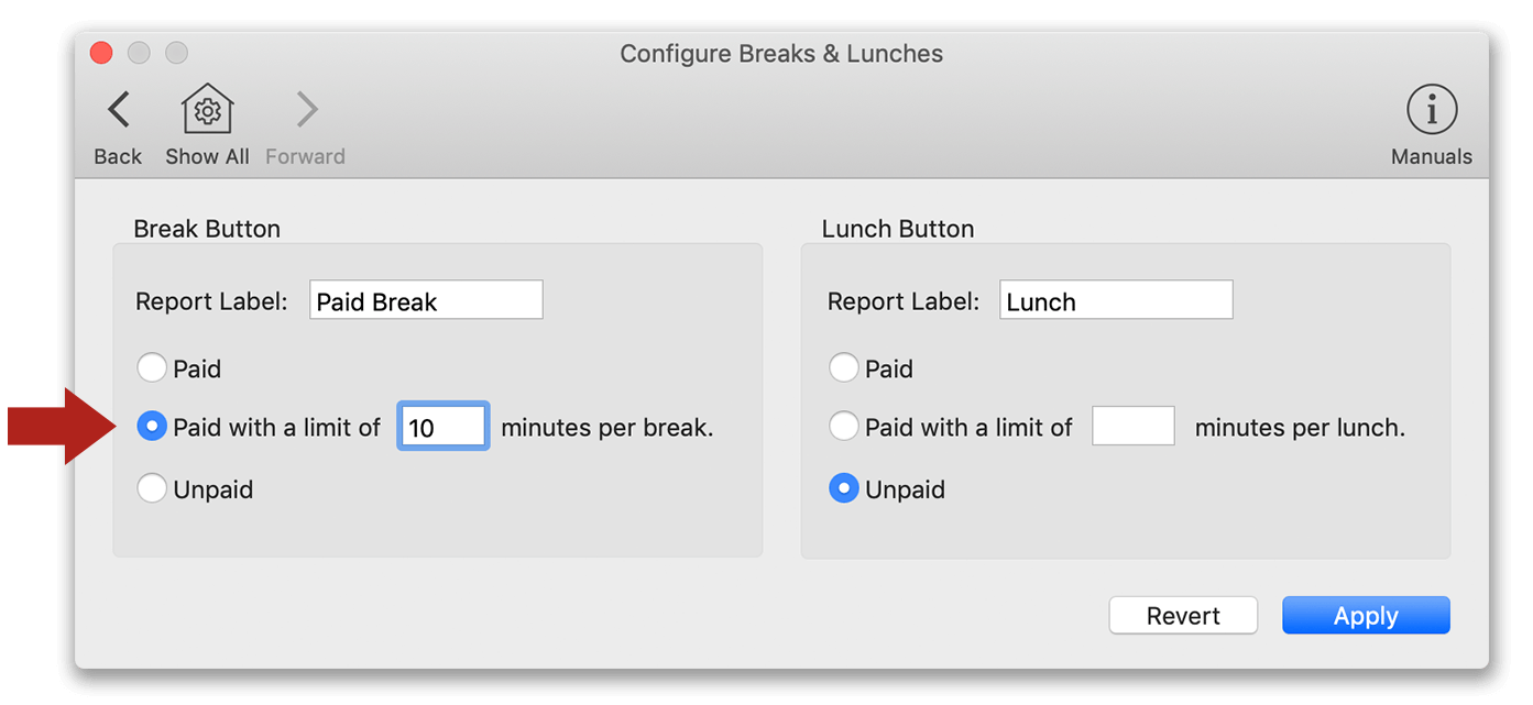 Paid with limit break settings