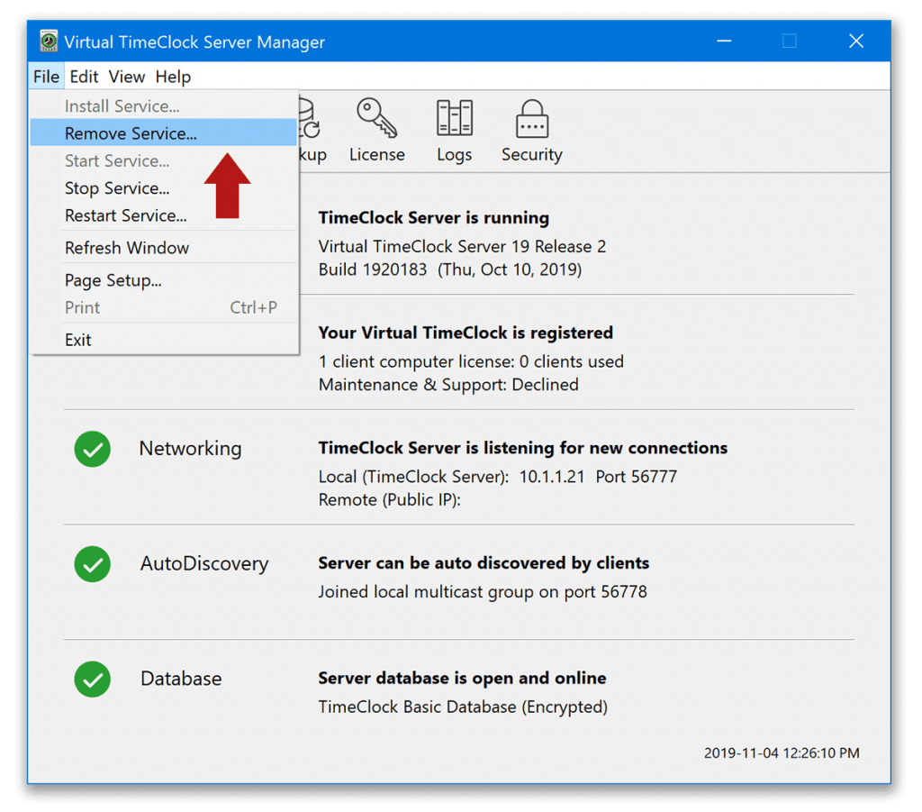Removing background service in Windows